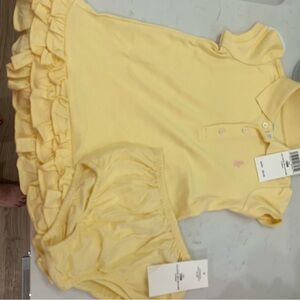 Baby Girl Ralph Lauren NWT pretty yellow dress with collar and bloomers included